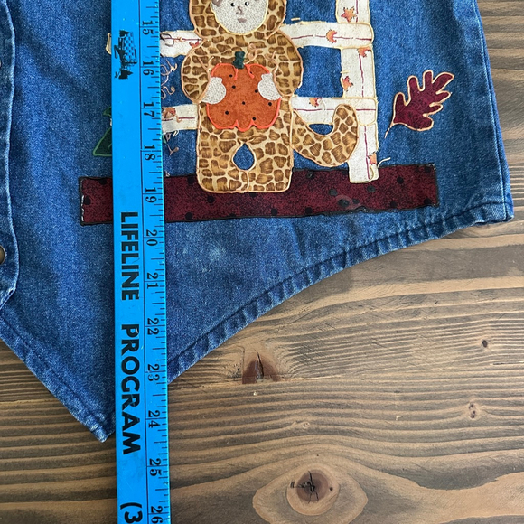 KG Sportswear Denim Vest Fall Harvest Pumpkin Appliqué One Size Handmade - Picture 10 of 10